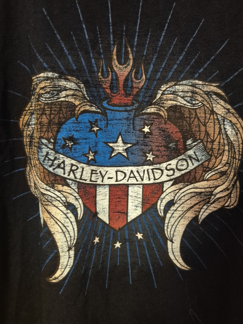Harley-Davidson Women's Black Heart Wings Graphic T-Shirt Size Medium